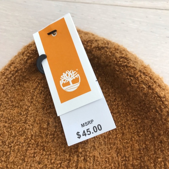 Timberland Brown boucle wheat Knit Beanie NWT one size - Picture 3 of 5